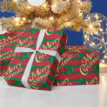 Papel De Regalo Golden Merry Christmas Holly<br><div class="desc">Navidades envolviendo papel. Con oro Letras navideñas Feliz y Holly Verde sobre un fondo rayado rojo y verde. 📌 Si necesita una mayor personalización, haga clic en el área "Haga clic para más Personalizares" o "Personalizar o Editar diseño" y utilice nuestra herramienta de diseño para cambiar el tamaño, rotar, cambiar...</div>