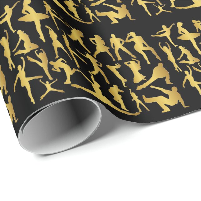 Papel De Regalo Golden Modern Classic Hip Hop Dance Black (Esquina del rollo)
