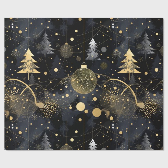 Papel De Regalo Golden Noir Christmas (Superficie plana)