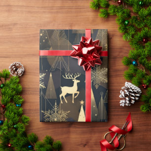Papel De Regalo Golden Noir Christmas Forest