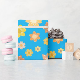 Papel De Regalo Golden Otumt Flowers Blue Seamless Fall Cumpleaños