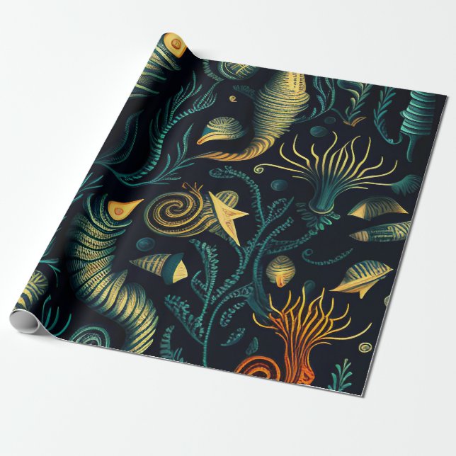 Papel De Regalo Golden Reefs (Desenrollado)