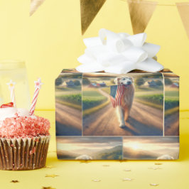 Papel De Regalo Golden Retriever con bandera estadounidense