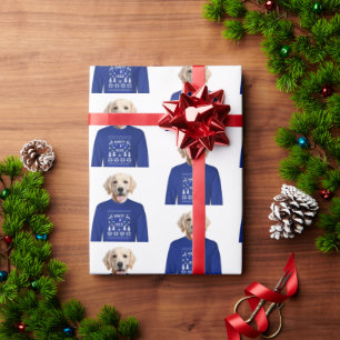 Papel De Regalo Golden Retriever con suéter feo