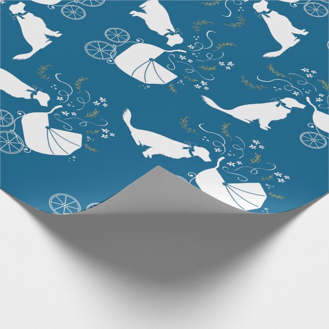 Papel De Regalo Golden Retriever Dog Baby Shower Blue Boy (Esquina)