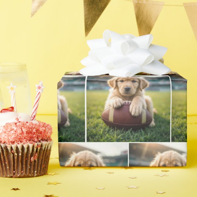 Papel De Regalo Golden Retriever En Un Fútbol (Fiesta de cumpleaños )