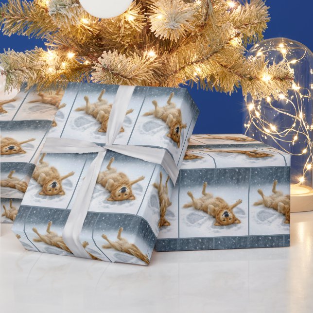 Papel De Regalo Golden Retriever Making a Snow Angel (Vacaciones)