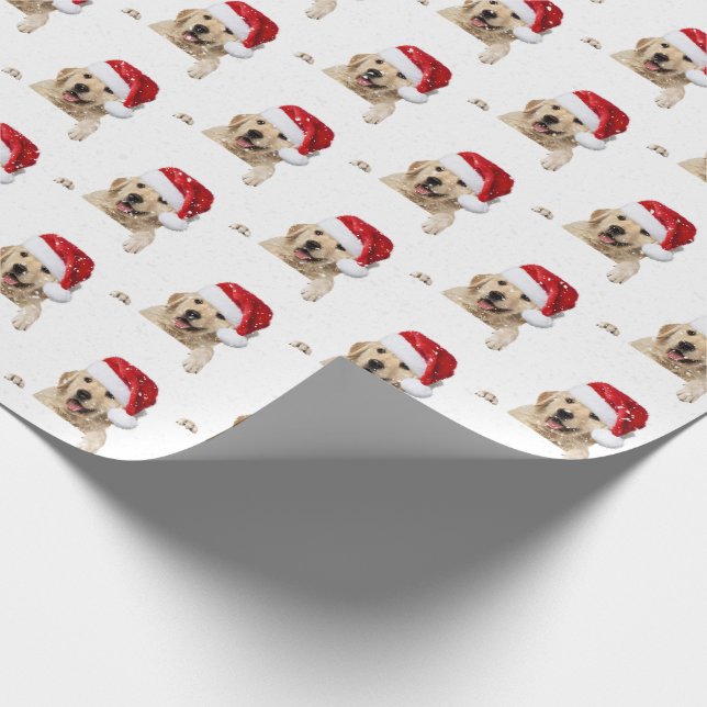 Papel De Regalo Golden Retriever y Santa hat (Esquina)