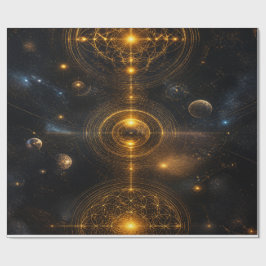 Papel De Regalo Golden Sacred Geometry Space
