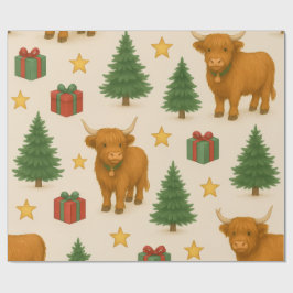 Papel De Regalo Golden Star Highland Noel