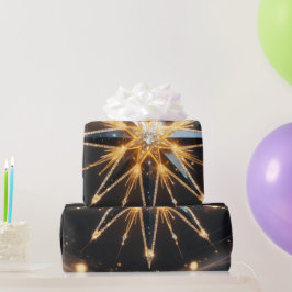 Papel De Regalo Golden Starburst Glow Holiday Gift Wrap