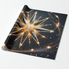 Papel De Regalo Golden Starburst Glow Holiday Gift Wrap