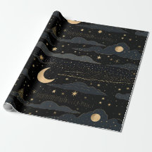 Golden Stars & Moon Night Sky Paper
