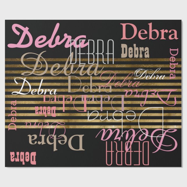 Papel De Regalo golden stripes & pattern of names (Superficie plana)