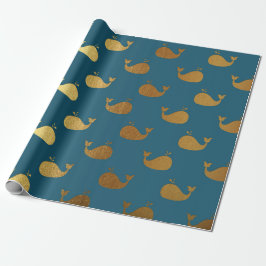 Papel De Regalo Golden Whale Ocean Sea Aquatic Water Vip Yacht