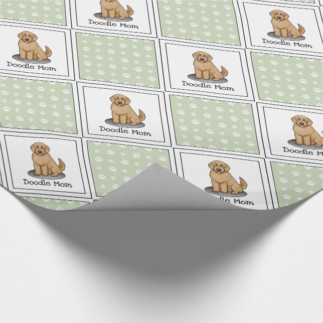 Papel De Regalo Goldendoodle Mom Doodle Mom (rojo dorado) (Esquina)