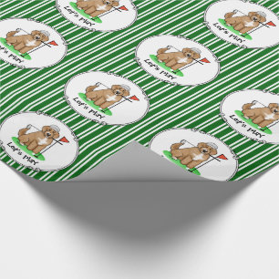 Papel De Regalo Goldendoodle Perro Jugando Golf (rojo whmk2) Diver