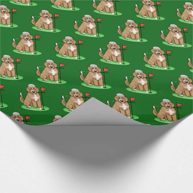 Papel De Regalo Goldendoodle Perro Jugando Golf (rojo whmk2) Diver (Esquina)