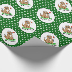 Papel De Regalo Goldendoodle Perro Jugando Golf (rojo whmk2) Diver