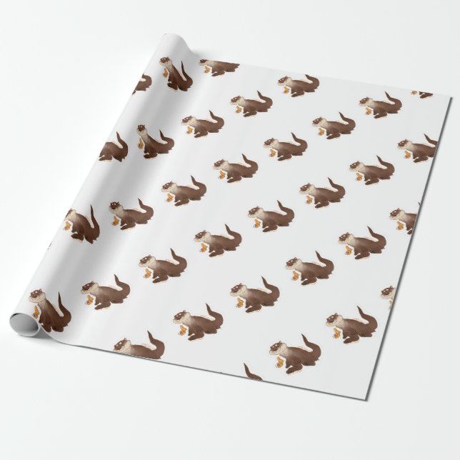 Papel De Regalo Goldfish del n de la nutria (Desenrollado)