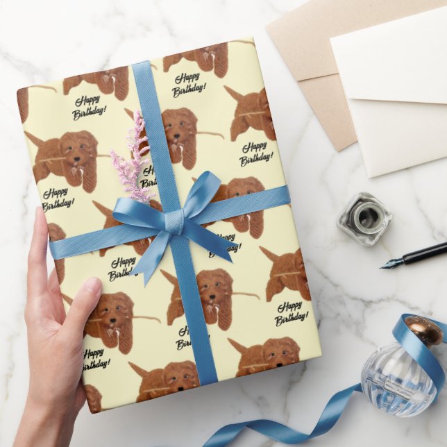 Papel De Regalo Goldie Golden Doodle Yellow (Regalar)