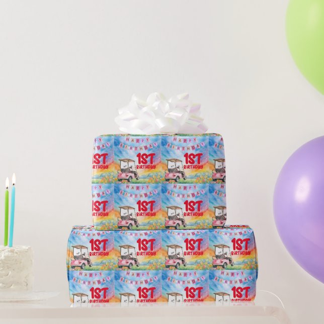 Papel De Regalo Golf 1 cumpleaños golfista de un año (Regalos de fiesta)