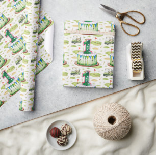 Papel De Regalo Golf 1er cumpleaños golfista número uno de un año 