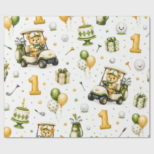Papel De Regalo Golf 1er Cumpleaños   Vamos a Par-Tee 