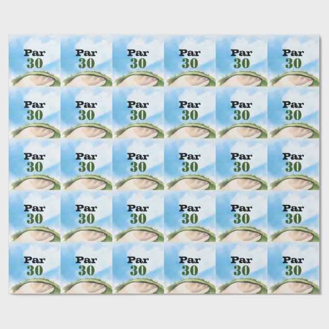 Papel De Regalo Golf 30th Birthday Par tee thirty party   (Superficie plana)