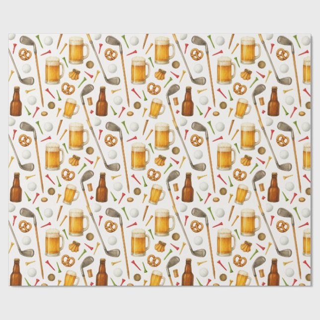 Papel De Regalo Golf and Beer for Golfer  (Superficie plana)