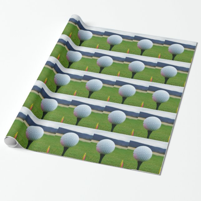 Papel De Regalo Golf Ball en un campo de golf de montaña (Desenrollado)