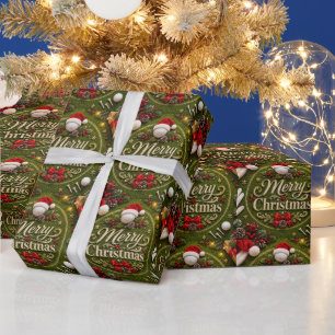 Papel De Regalo Golf con tema de Navidad sobre hierba verde