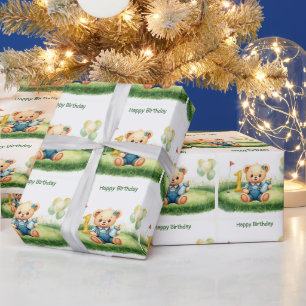 Papel De Regalo Golf cumpleaños 1 primer año golfista con número