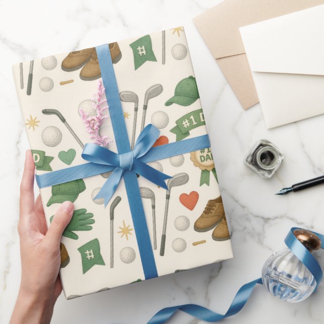 Papel De Regalo Golf Dad con equipo de golf con bandera para Golfe (Regalar)