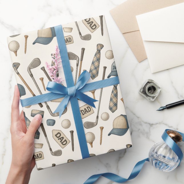 Papel De Regalo Golf Dad con equipo de golf con bandera para Golfe (Regalar)