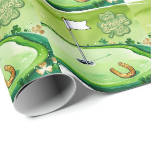 Papel De Regalo Golf día de San Patricio para golfista acuarela