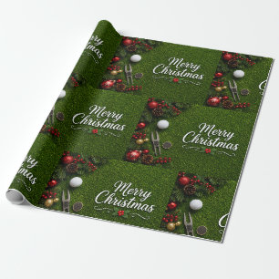 Papel De Regalo Golf Feliz Navidad en Putting Green Fiesta 