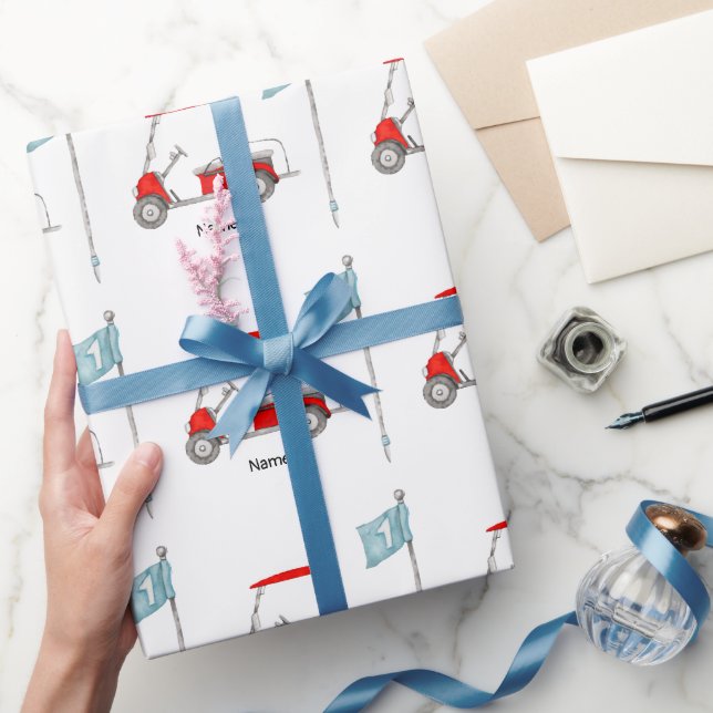 Papel De Regalo Golf fiesta de golf de 1 cumpleaños con carrito ro (Regalar)