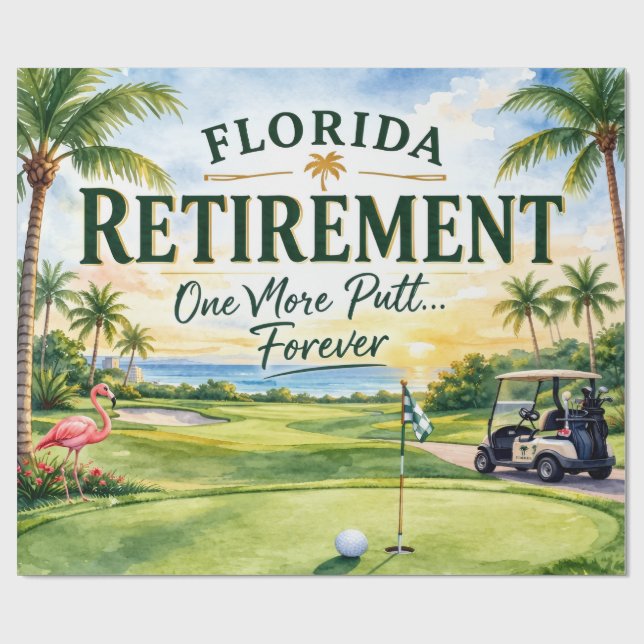 Papel De Regalo Golf Florida con temática de jubilación de flamenc (Superficie plana)