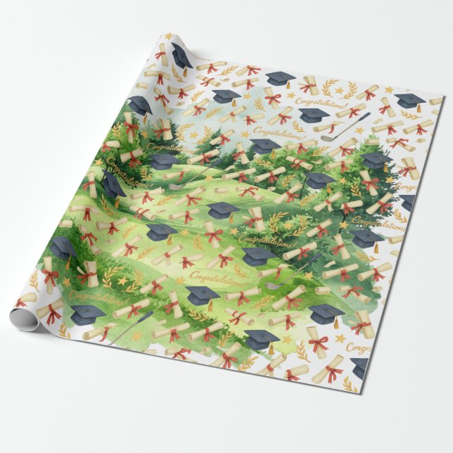 Papel De Regalo Golf Graduation themed for Cat Lover Golfer (Desenrollado)