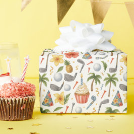 Papel De Regalo Golf Hawaii con temática de Fiesta hawaiano de gol