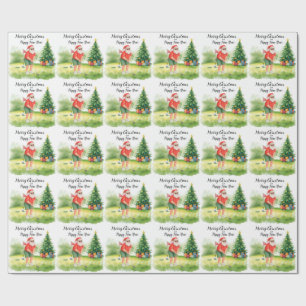 Papel De Regalo Golf navideño temático para golfista en el campo