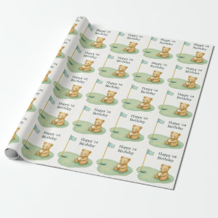 Papel De Regalo Golf primer cumpleaños golfista de un año con núme