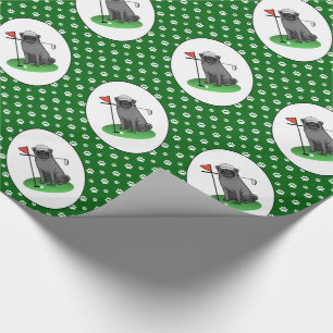 Papel De Regalo Golf Pug Jugando Golf (negro) Cute Dog Funny