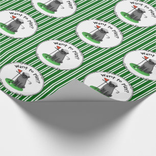 Papel De Regalo Golf Pug Jugando Golf (negro) Cute Dog Funny