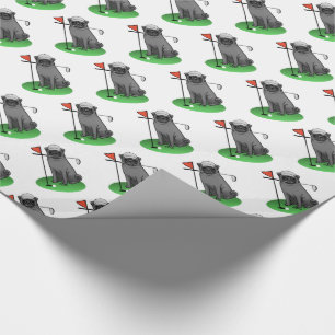 Papel De Regalo Golf Pug Jugando Golf (negro) Cute Dog Funny