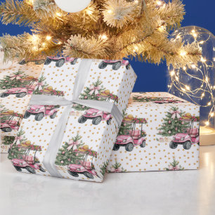Papel De Regalo Golf rosa tema de Navidad para golfista