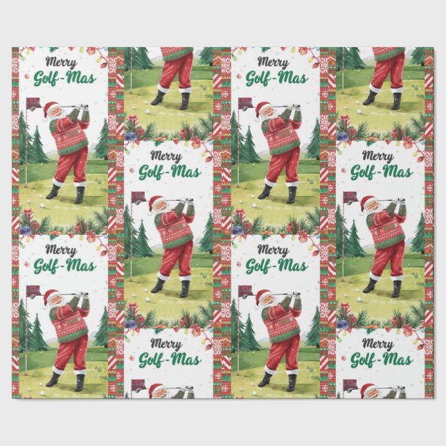 Papel De Regalo Golf Santa in Ugly Sweater Golfing Merry Golfmas (Costura)