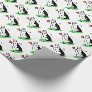 Papel De Regalo Golf Siberian Husky (negro) Perro jugando Cute Gra