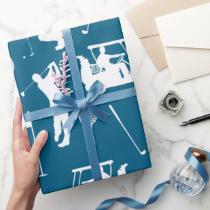 Papel De Regalo Golfer con bola de golf en fondo azul